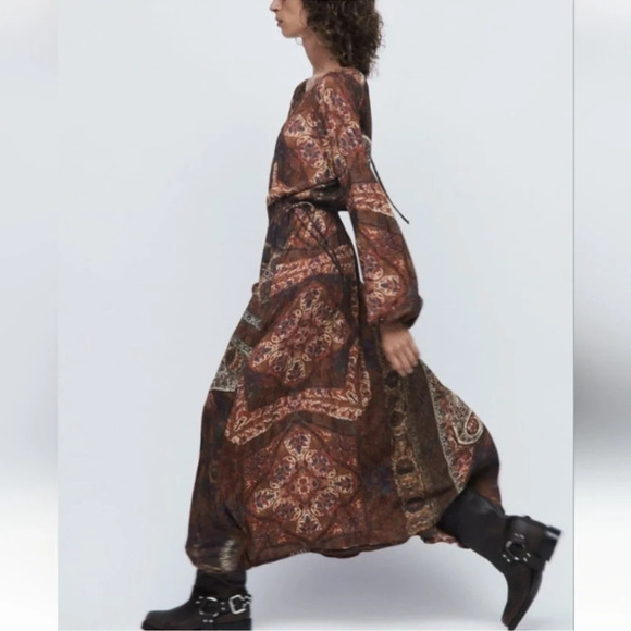 MWT ZARA OVERSIZE PAISLEY PRINTED MIDI LONG DRESS - Picture 3 of 10